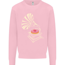 Gramophone Donut Music DJ Vinyl Funny Kids Sweatshirt Jumper Light Pink
