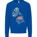 Gramophone Donut Music DJ Vinyl Funny Kids Sweatshirt Jumper Royal Blue