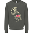 Gramophone Donut Music DJ Vinyl Funny Kids Sweatshirt Jumper Storm Grey