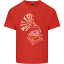 Gramophone Donut Music DJ Vinyl Funny Kids T-Shirt Childrens Red
