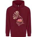 Gramophone Donut Music DJ Vinyl Funny Mens 80% Cotton Hoodie Maroon