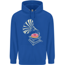 Gramophone Donut Music DJ Vinyl Funny Mens 80% Cotton Hoodie Royal Blue
