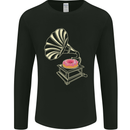 Gramophone Donut Music DJ Vinyl Funny Mens Long Sleeve T-Shirt Black