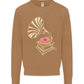 Gramophone Donut Music DJ Vinyl Funny Mens Sweatshirt Jumper Caramel Latte