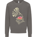 Gramophone Donut Music DJ Vinyl Funny Mens Sweatshirt Jumper Charcoal