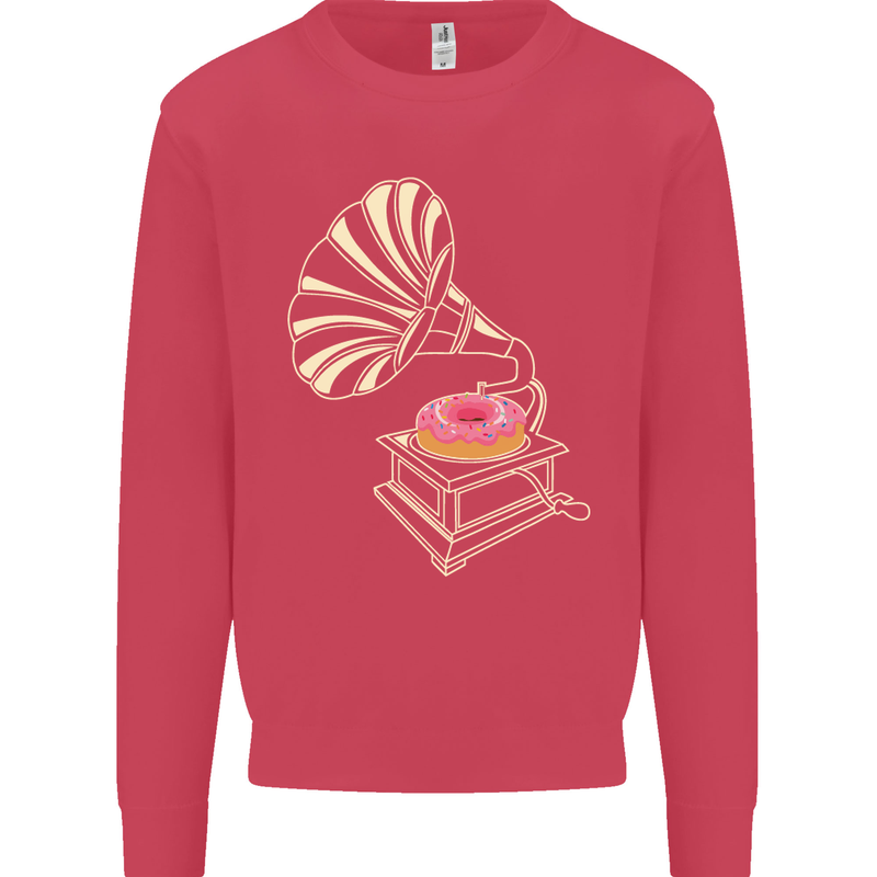 Gramophone Donut Music DJ Vinyl Funny Mens Sweatshirt Jumper Heliconia