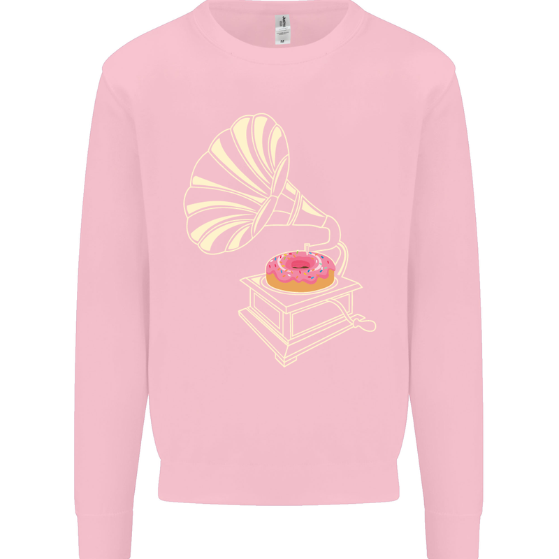 Gramophone Donut Music DJ Vinyl Funny Mens Sweatshirt Jumper Light Pink