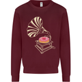 Gramophone Donut Music DJ Vinyl Funny Mens Sweatshirt Jumper Maroon