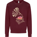 Gramophone Donut Music DJ Vinyl Funny Mens Sweatshirt Jumper Maroon