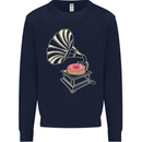 Gramophone Donut Music DJ Vinyl Funny Mens Sweatshirt Jumper Navy Blue