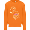 Gramophone Donut Music DJ Vinyl Funny Mens Sweatshirt Jumper Orange