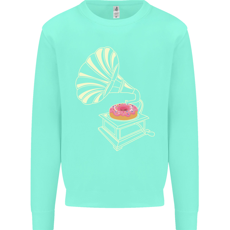 Gramophone Donut Music DJ Vinyl Funny Mens Sweatshirt Jumper Peppermint