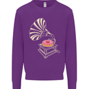 Gramophone Donut Music DJ Vinyl Funny Mens Sweatshirt Jumper Purple