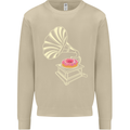 Gramophone Donut Music DJ Vinyl Funny Mens Sweatshirt Jumper Sand