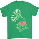 Gramophone Donut Music DJ Vinyl Funny Mens T-Shirt Cotton Gildan Irish Green