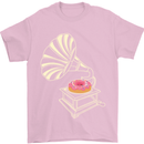 Gramophone Donut Music DJ Vinyl Funny Mens T-Shirt Cotton Gildan Light Pink