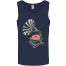 Gramophone Donut Music DJ Vinyl Funny Mens Vest Tank Top Navy Blue