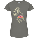 Gramophone Donut Music DJ Vinyl Funny Womens Petite Cut T-Shirt Charcoal