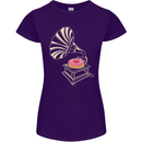 Gramophone Donut Music DJ Vinyl Funny Womens Petite Cut T-Shirt Purple