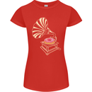 Gramophone Donut Music DJ Vinyl Funny Womens Petite Cut T-Shirt Red