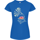 Gramophone Donut Music DJ Vinyl Funny Womens Petite Cut T-Shirt Royal Blue