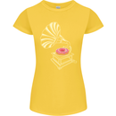 Gramophone Donut Music DJ Vinyl Funny Womens Petite Cut T-Shirt Yellow