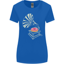 Gramophone Donut Music DJ Vinyl Funny Womens Wider Cut T-Shirt Royal Blue