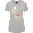 Gramophone Donut Music DJ Vinyl Funny Womens Wider Cut T-Shirt Sports Grey
