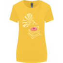 Gramophone Donut Music DJ Vinyl Funny Womens Wider Cut T-Shirt Yellow