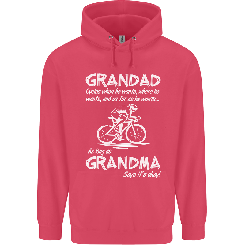 Grandad Cycles When He Wants Cycling Bike Childrens Kids Hoodie Heliconia