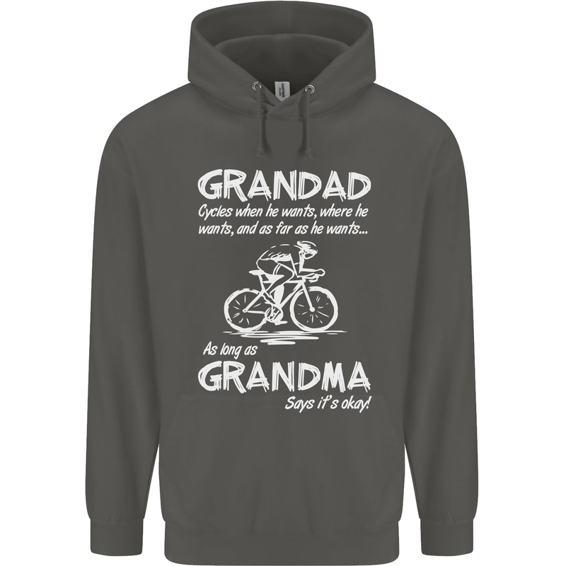 Grandad Cycles When He Wants Cycling Bike Childrens Kids Hoodie Storm Grey