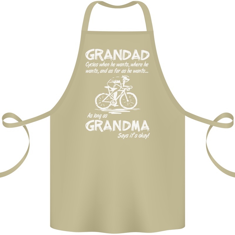 Grandad Cycles When He Wants Cycling Bike Cotton Apron 100% Organic Khaki