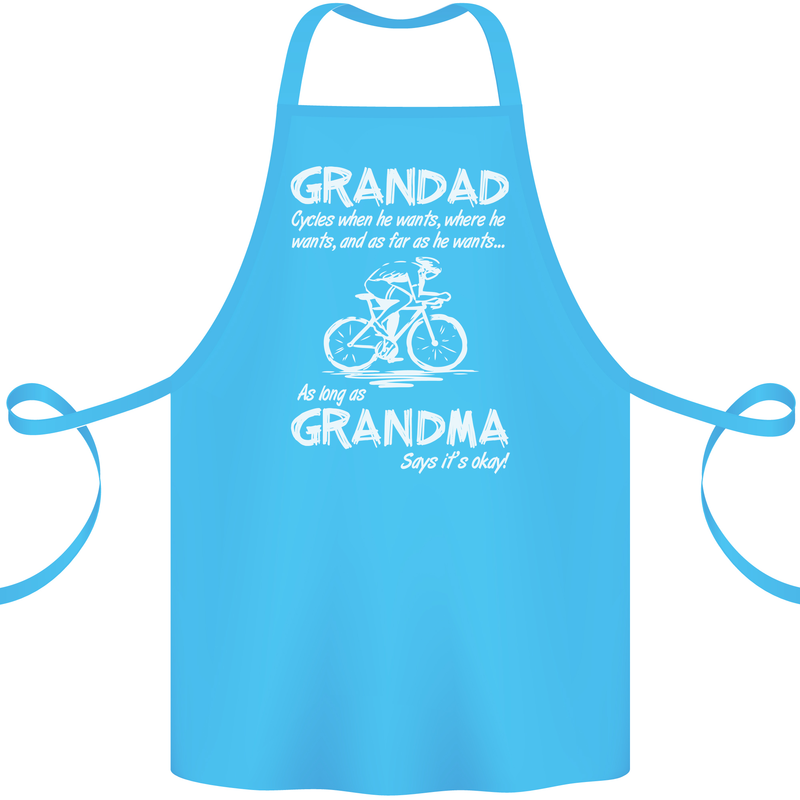 Grandad Cycles When He Wants Cycling Bike Cotton Apron 100% Organic Turquoise