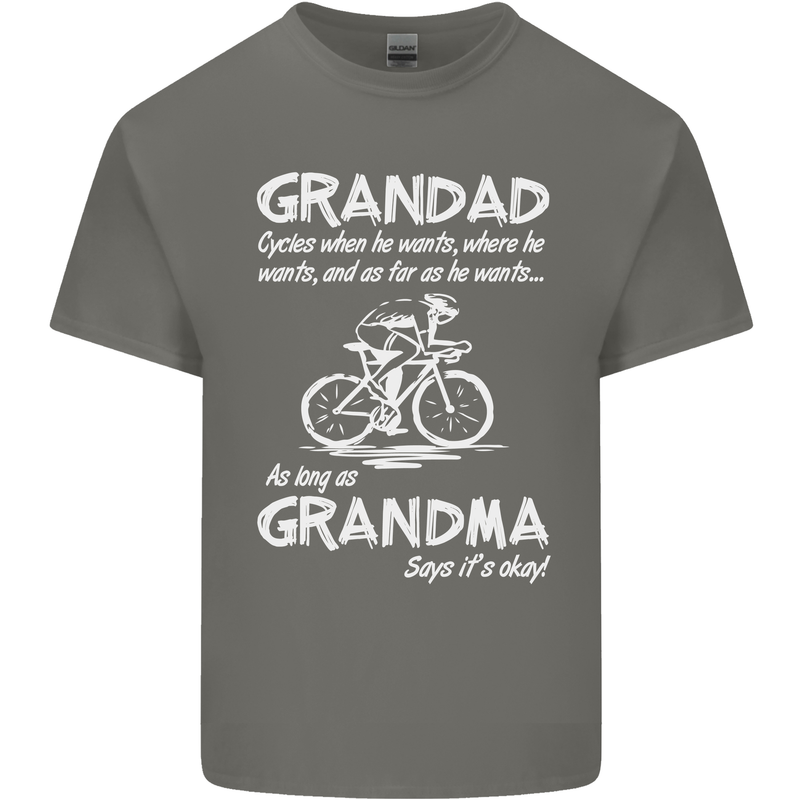 Grandad Cycles When He Wants Cycling Bike Kids T-Shirt Childrens Charcoal