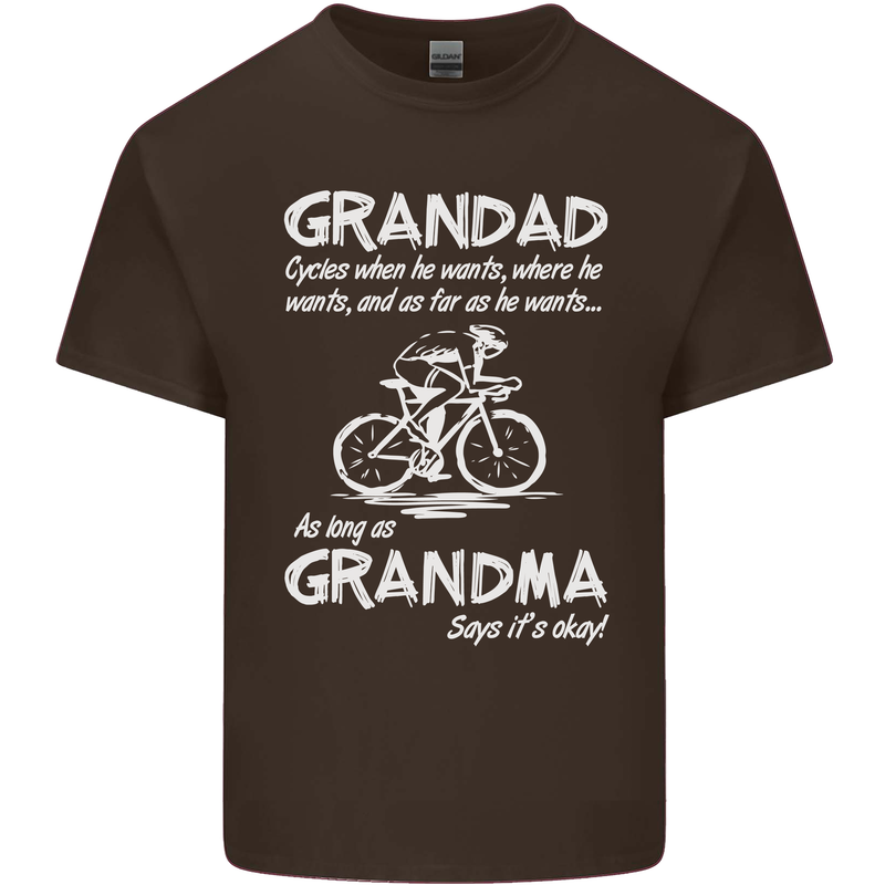 Grandad Cycles When He Wants Cycling Bike Kids T-Shirt Childrens Chocolate