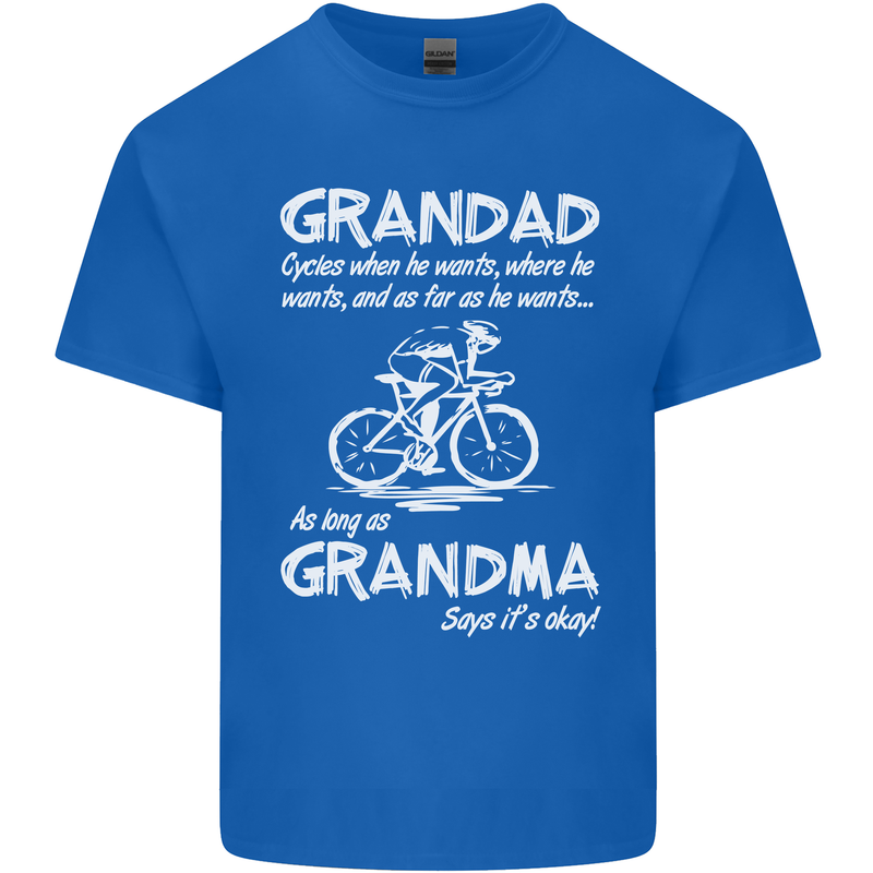 Grandad Cycles When He Wants Cycling Bike Kids T-Shirt Childrens Royal Blue