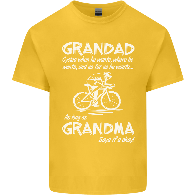 Grandad Cycles When He Wants Cycling Bike Kids T-Shirt Childrens Yellow