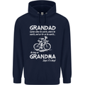 Grandad Cycles When He Wants Cycling Bike Mens 80% Cotton Hoodie Navy Blue