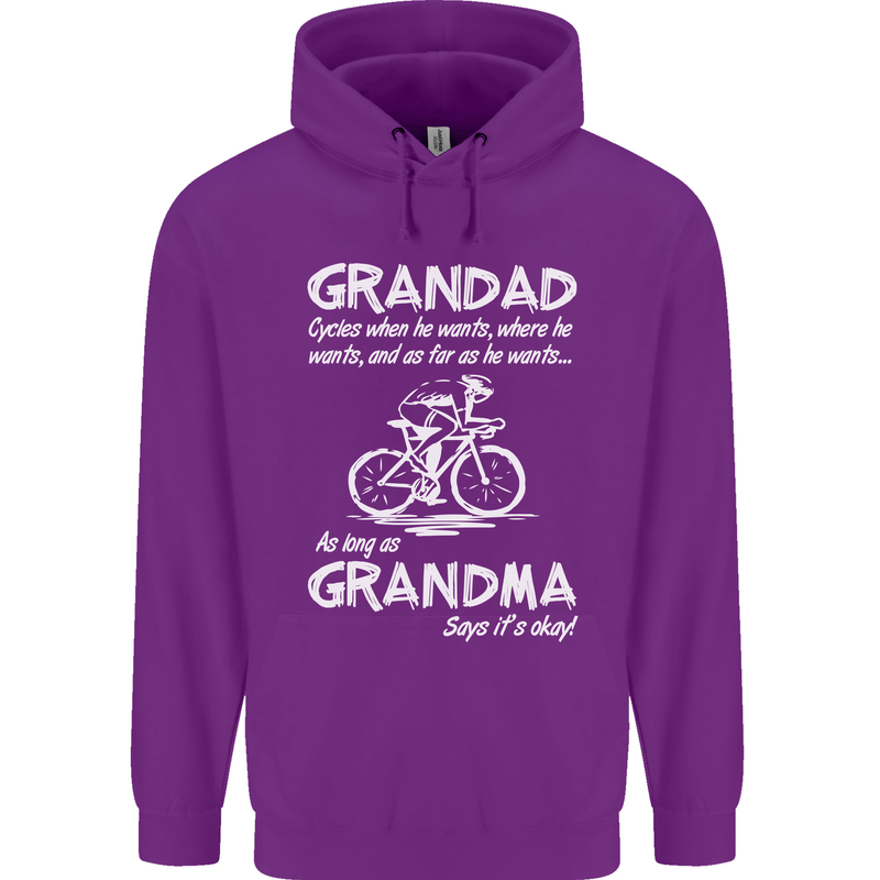 Grandad Cycles When He Wants Cycling Bike Mens 80% Cotton Hoodie Purple