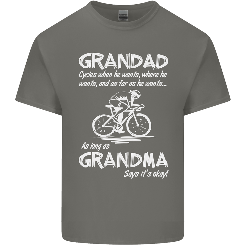 Grandad Cycles When He Wants Cycling Bike Mens Cotton T-Shirt Tee Top Charcoal