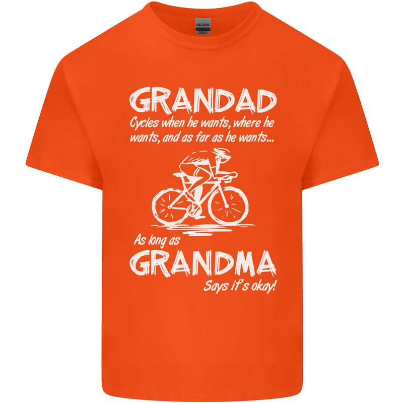Grandad Cycles When He Wants Cycling Bike Mens Cotton T-Shirt Tee Top Orange