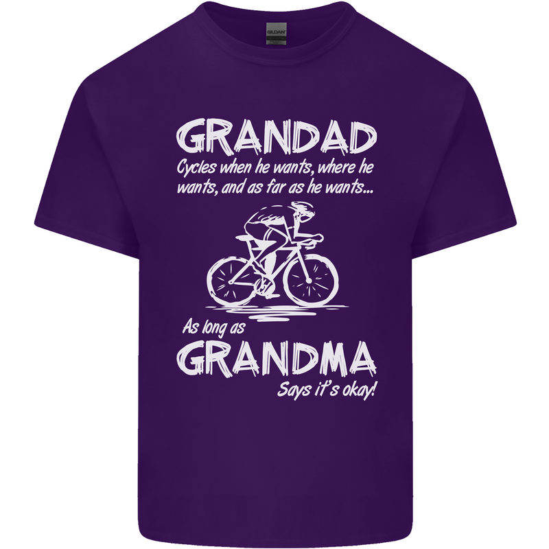 Grandad Cycles When He Wants Cycling Bike Mens Cotton T-Shirt Tee Top Purple