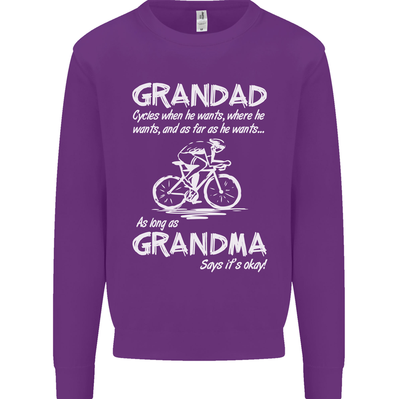 Grandad Cycles When He Wants Cycling Bike Mens Sweatshirt Jumper Purple