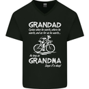 Grandad Cycles When He Wants Cycling Bike Mens V-Neck Cotton T-Shirt Black
