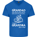 Grandad Cycles When He Wants Cycling Bike Mens V-Neck Cotton T-Shirt Royal Blue