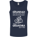 Grandad Cycles When He Wants Cycling Bike Mens Vest Tank Top Navy Blue