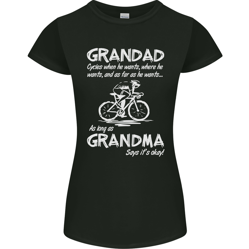 Grandad Cycles When He Wants Cycling Bike Womens Petite Cut T-Shirt Black