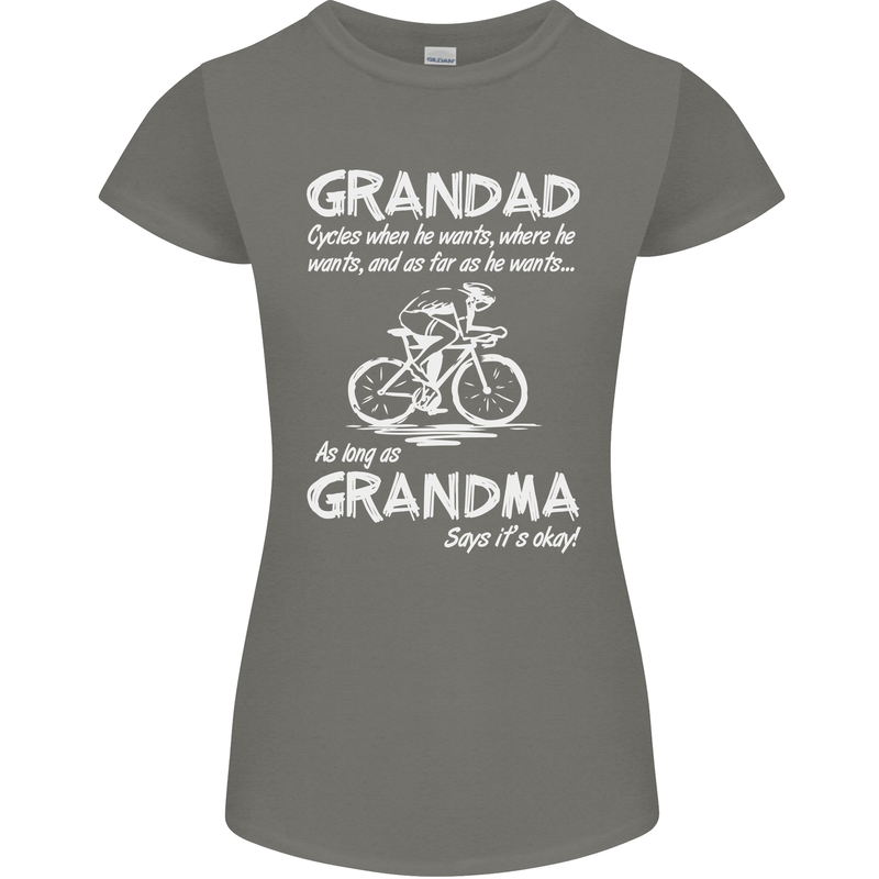 Grandad Cycles When He Wants Cycling Bike Womens Petite Cut T-Shirt Charcoal