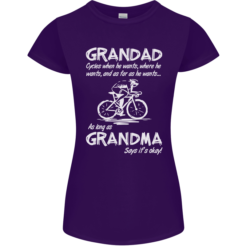 Grandad Cycles When He Wants Cycling Bike Womens Petite Cut T-Shirt Purple