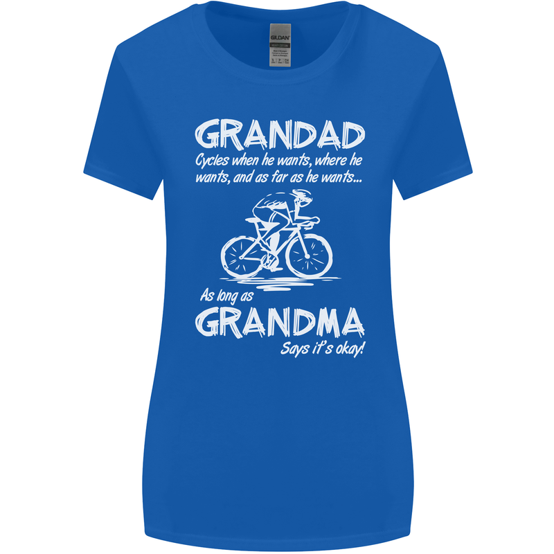 Grandad Cycles When He Wants Cycling Bike Womens Wider Cut T-Shirt Royal Blue